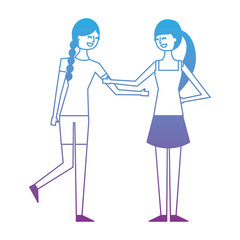 people character friends women together vector illustration degrade color design