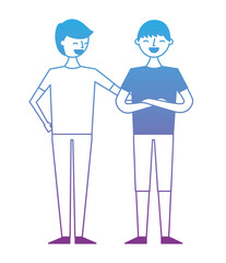 people male character men friends vector illustration degrade color design