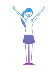 young woman people character gesturing with arms vector illustration degrade color design