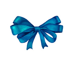 Watercolor illustration of a ribbon bow.