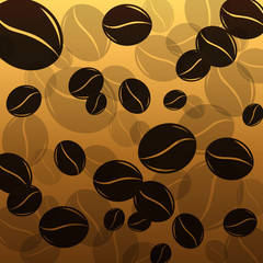 Coffee background . Black  coffee,  roasted coffee beans on dark  background.