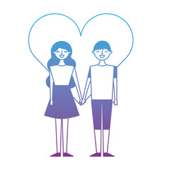 couple of young people in love heart romantic vector illustration degrade color design
