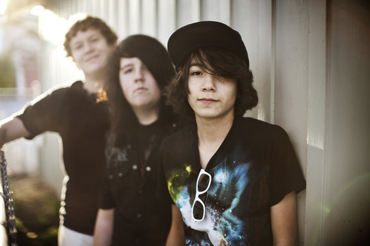 Portrait of teenager boys standing outdoors
