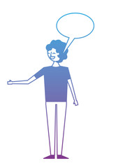 young people male man with speech bubble talk vector illustration degrade color design