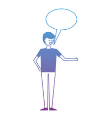young people male man with speech bubble talk vector illustration degrade color design