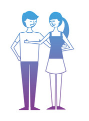 couple of young people characters vector illustration degrade color design