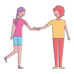 couple of young people relationship characters vector illustration