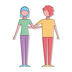 couple of young people relationship characters vector illustration