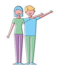 couple of young people relationship characters vector illustration