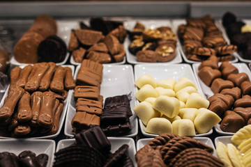 The chocolate sweets in the market