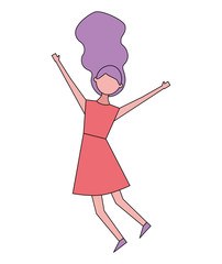 people female jumping enjoy character vector illustration
