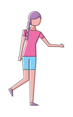 young woman people character gesturing with arms vector illustration