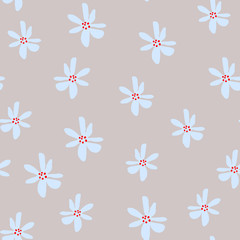 Cute simple floral pattern with daisy flower on beige