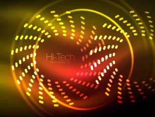 Glowing neon dotted shape abstract background, technology shiny concept design, magic space geometric background