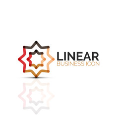 Abstract flower or star, linear thin line icon. Minimalistic business geometric shape symbol created with line segments
