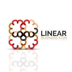 Abstract flower or star, linear thin line icon. Minimalistic business geometric shape symbol created with line segments