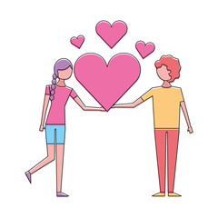 couple of young people in love heart romantic vector illustration