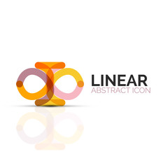 Abstract flower or star minimalistic linear icon, thin line geometric flat symbol for business icon design, abstract button or emblem