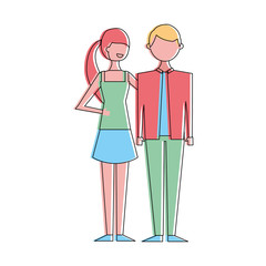 Obraz na płótnie Canvas couple of young people characters vector illustration