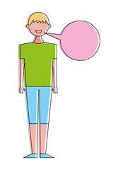 young people male man with speech bubble talk vector illustration