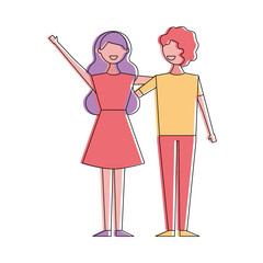 couple of young people characters vector illustration