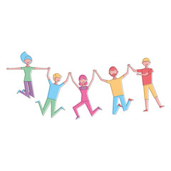 people group man and woman jumping happy vector illustration