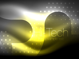 Glittering neon glowin wave, techno modern art abstract background, magical shiny template