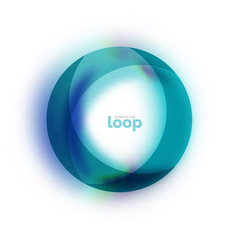 Loop circle business icon, created with glass transparent color shapes