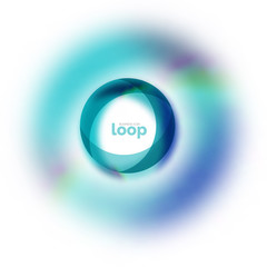 Loop circle business icon, created with glass transparent color shapes