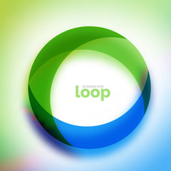 Loop circle business icon, created with glass transparent color shapes