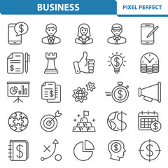 Business Icons. Professional, pixel perfect icons depicting various business concepts. EPS 8 format.