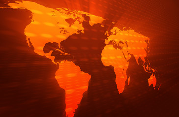 World map orange perspective glow