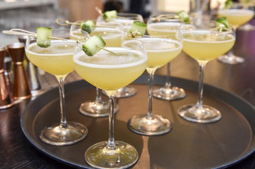 Cocktail with vodka on the bar