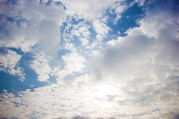 White clouds against a blue sky