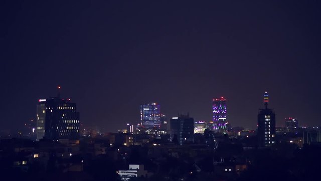 Lightning strikes over Bucharest skyline