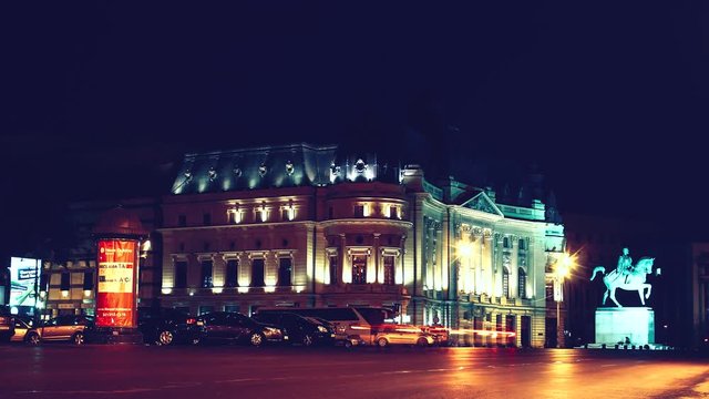 Timelapse of night traffic in Bucharest
