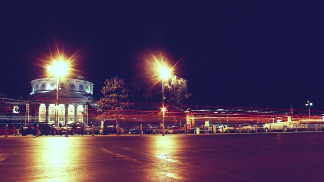 Timelapse of night traffic in Bucharest
