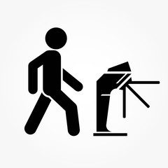 Underground turnstile - icon of people pass through the turnstile