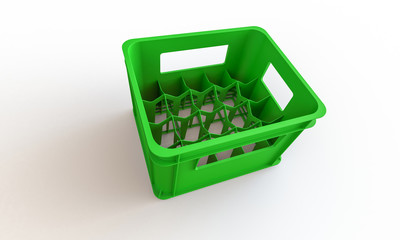 Plastic crate box isolated on white. The crate can hold bottle or cans