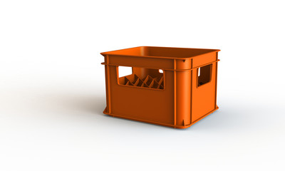 Plastic crate box isolated on white. The crate can hold bottle or cans