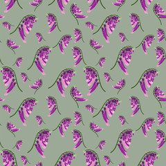 pattern of branches with blooming purple flowers mouse peas