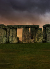 Sunset over Stonehenge, England. 
