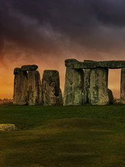 Sunset over Stonehenge, England. 