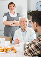 Grandfather teaches grandson
