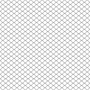 White seamless texture. Structure of metal mesh fence. Realistic. Vector background.