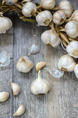 garlic on a wooden table