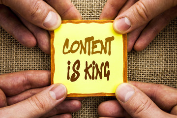 Conceptual hand writing showing Content Is King. Business photo showcasing Online Marketing...