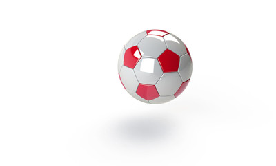 football soccer ball isolated on white the football is pink blue orange white black blue