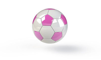 football soccer ball isolated on white the football is pink blue orange white black blue