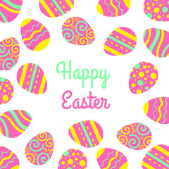 Vector Happy Easter freme with eggs and lettering. Greeting vector card